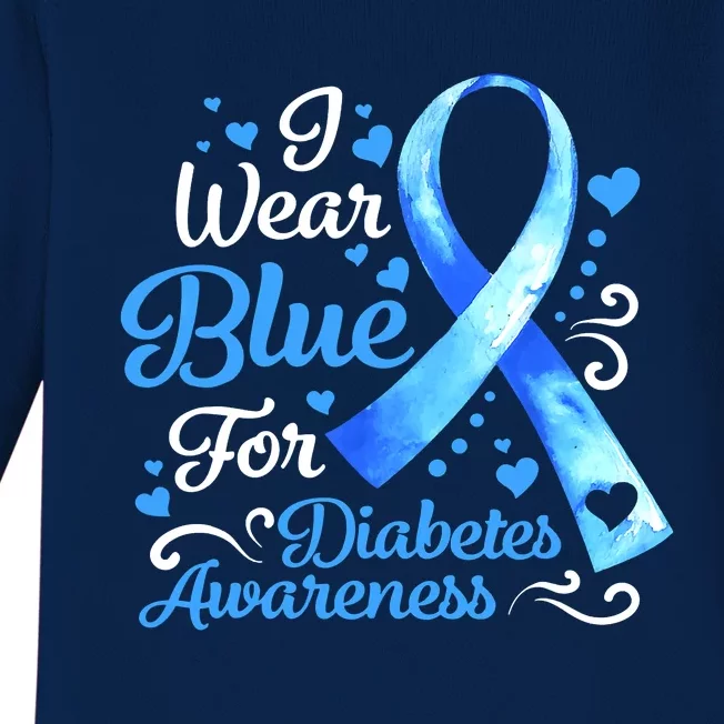 In November We Wear Blue Ribbon Diabetes Awareness Month Baby Long Sleeve Bodysuit