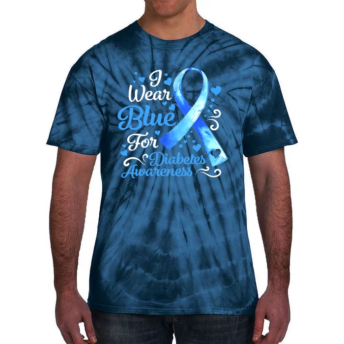 In November We Wear Blue Ribbon Diabetes Awareness Month Tie-Dye T-Shirt