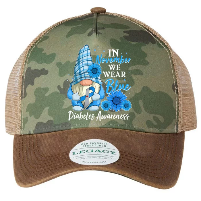 In November We Wear Blue Diabetes Awareness Blue Gnome Legacy Tie Dye Trucker Hat