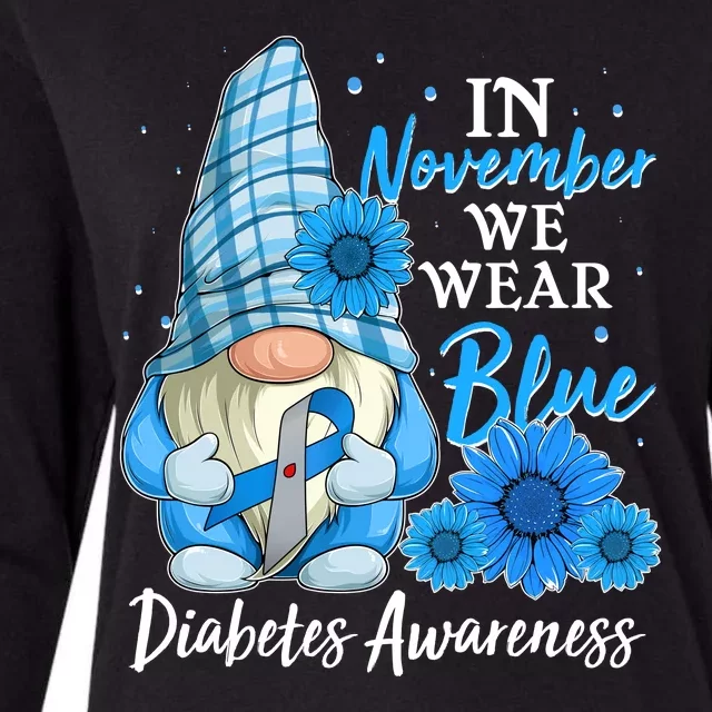 In November We Wear Blue Diabetes Awareness Blue Gnome Womens Cotton Relaxed Long Sleeve T-Shirt