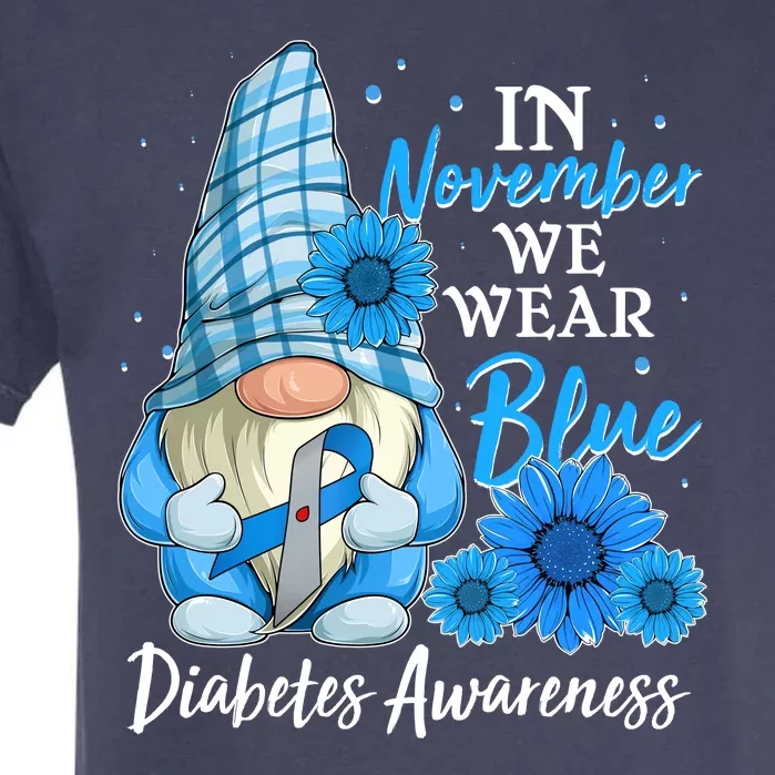 In November We Wear Blue Diabetes Awareness Blue Gnome Garment-Dyed Heavyweight T-Shirt