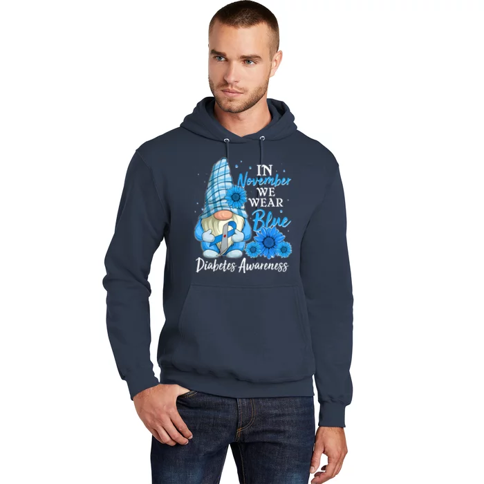 In November We Wear Blue Diabetes Awareness Blue Gnome Hoodie