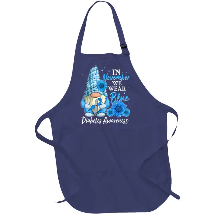 In November We Wear Blue Diabetes Awareness Blue Gnome Full-Length Apron With Pocket