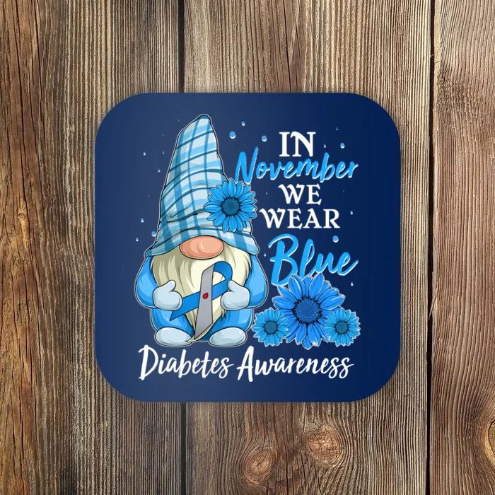 In November We Wear Blue Diabetes Awareness Blue Gnome Coaster