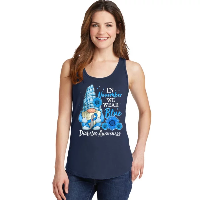 In November We Wear Blue Diabetes Awareness Blue Gnome Ladies Essential Tank