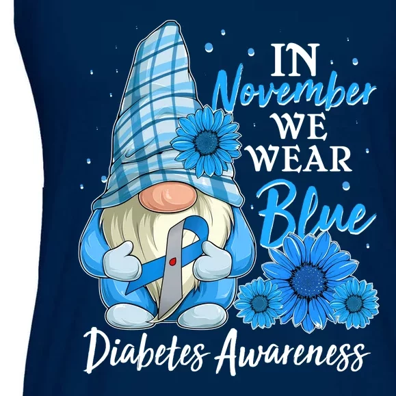 In November We Wear Blue Diabetes Awareness Blue Gnome Ladies Essential Flowy Tank