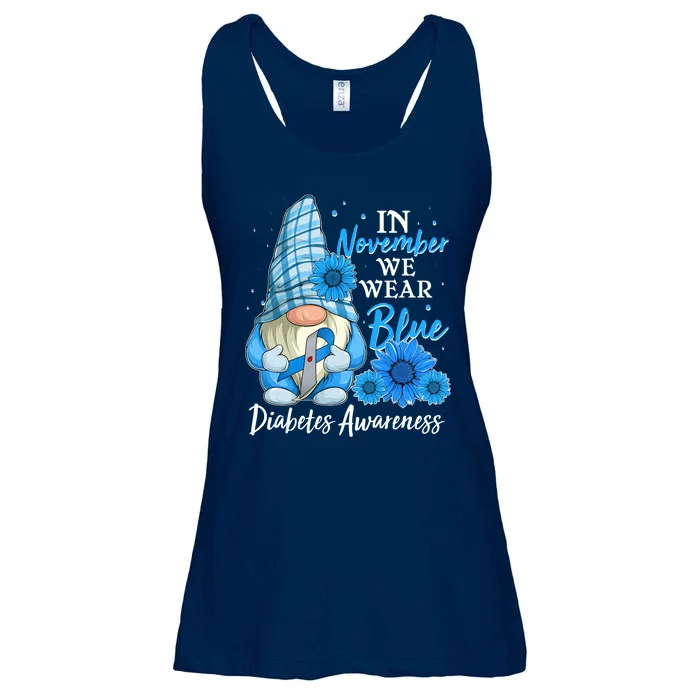 In November We Wear Blue Diabetes Awareness Blue Gnome Ladies Essential Flowy Tank