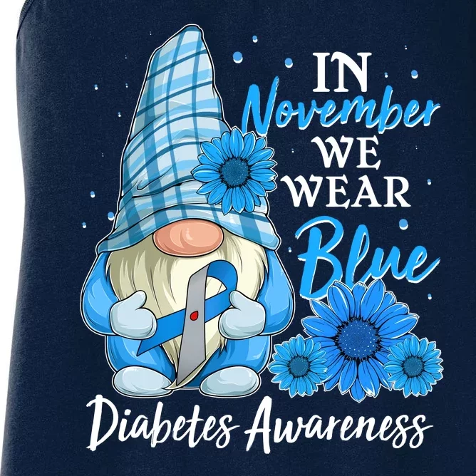 In November We Wear Blue Diabetes Awareness Blue Gnome Women's Racerback Tank