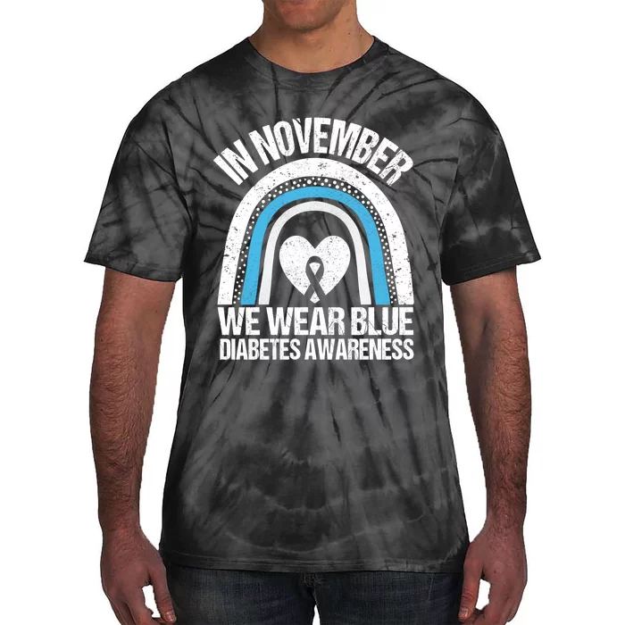 In November We Wear Blue Ribbon Diabetes Awareness Tie-Dye T-Shirt