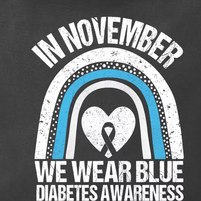 In November We Wear Blue Ribbon Diabetes Awareness Zip Tote Bag