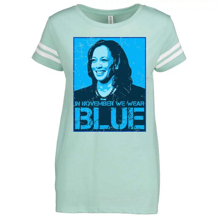 In November We Wear Blue Kamala Harris 2024 Enza Ladies Jersey Football T-Shirt