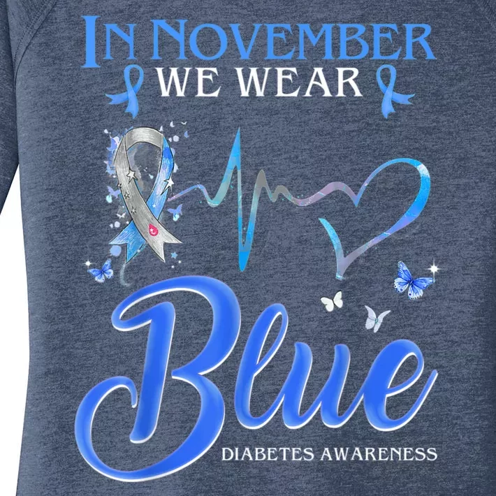 In November We Wear Blue For Diabetes Awareness Women's Perfect Tri Tunic Long Sleeve Shirt