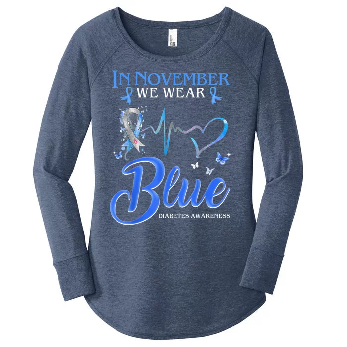 In November We Wear Blue For Diabetes Awareness Women's Perfect Tri Tunic Long Sleeve Shirt