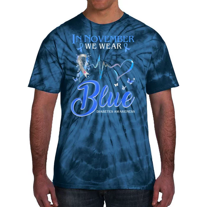 In November We Wear Blue For Diabetes Awareness Tie-Dye T-Shirt