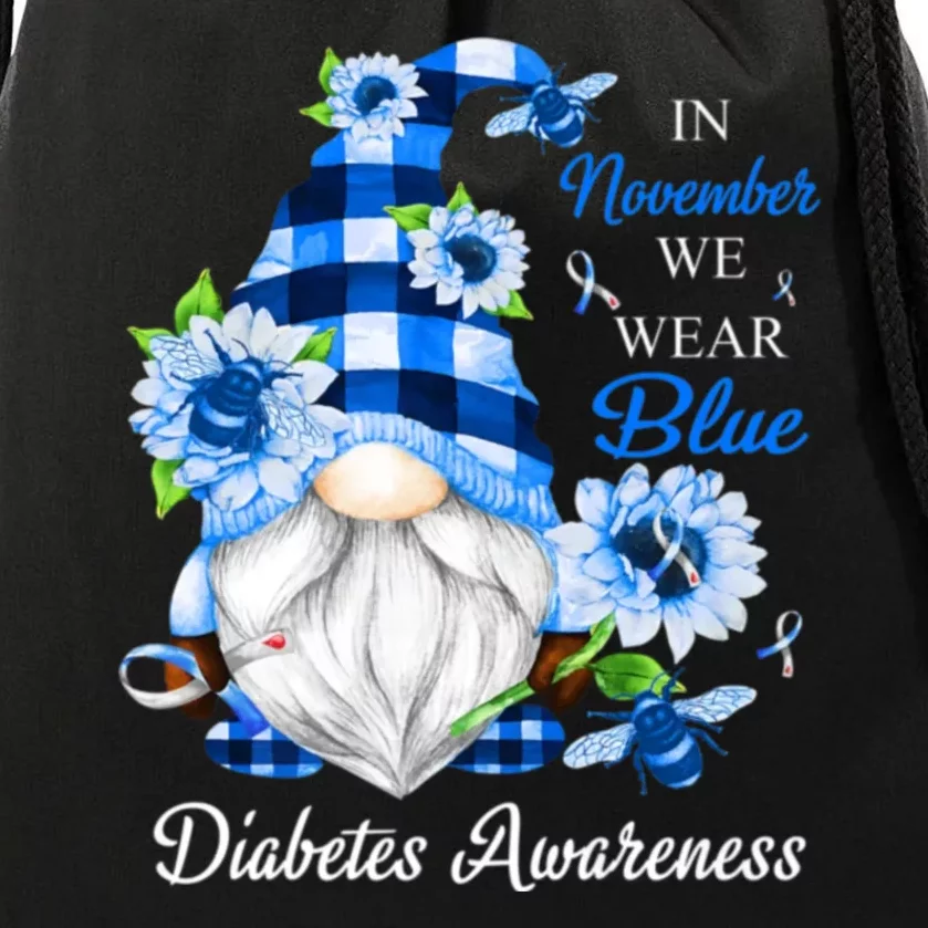 In November We Wear Blue Gnomes Diabetes Awareness Drawstring Bag