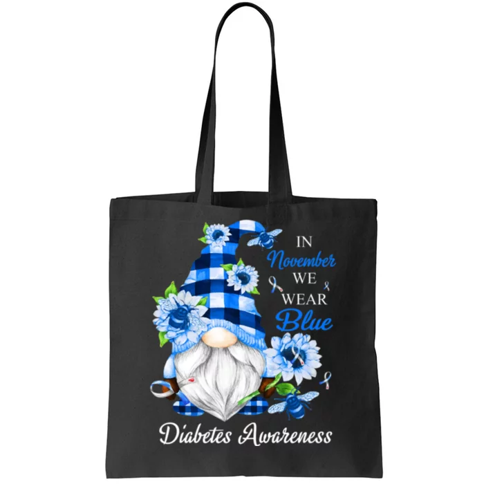 In November We Wear Blue Gnomes Diabetes Awareness Tote Bag