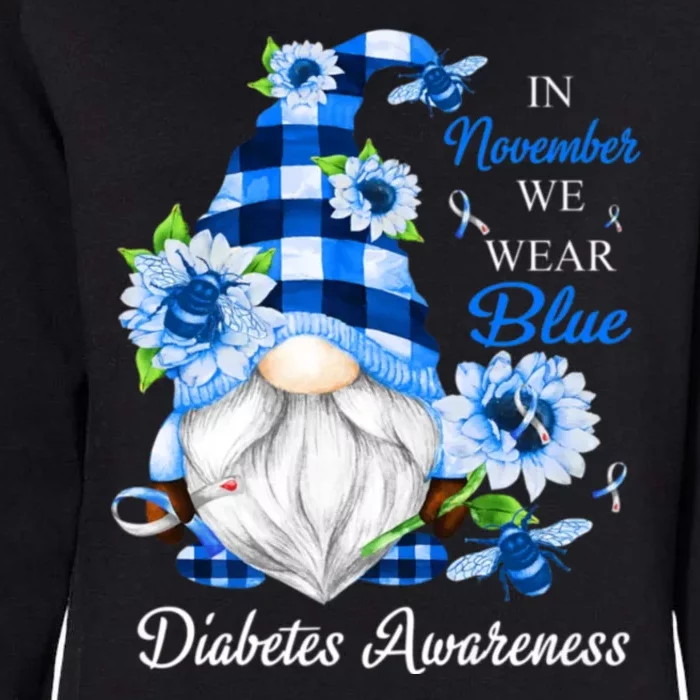 In November We Wear Blue Gnomes Diabetes Awareness Womens California Wash Sweatshirt