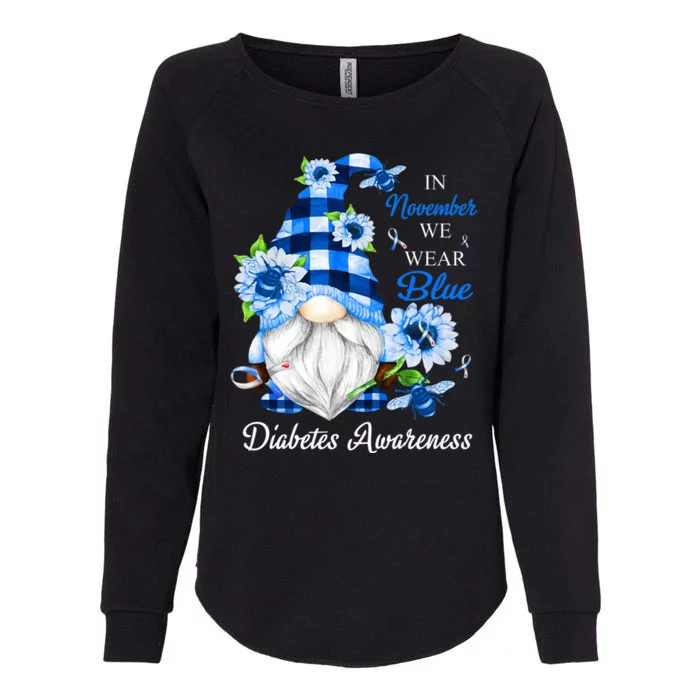 In November We Wear Blue Gnomes Diabetes Awareness Womens California Wash Sweatshirt