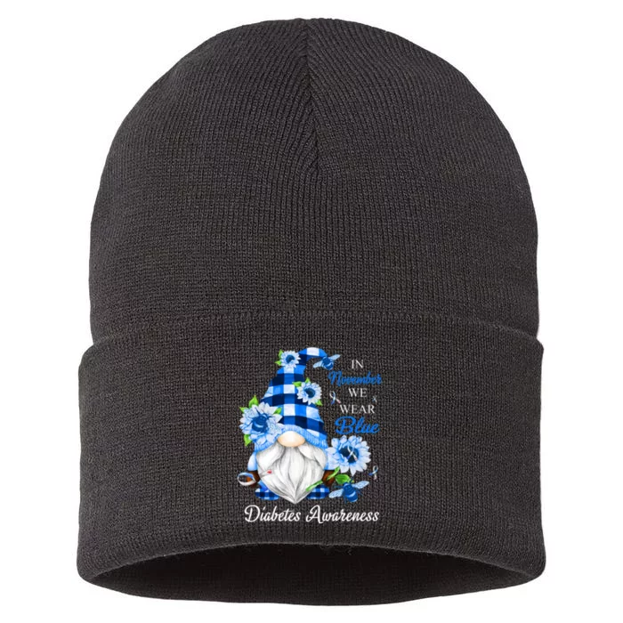 In November We Wear Blue Gnomes Diabetes Awareness Sustainable Knit Beanie