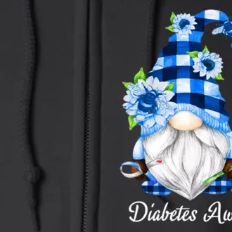 In November We Wear Blue Gnomes Diabetes Awareness Full Zip Hoodie