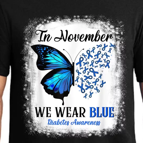 In November We Wear Blue Butterflies Diabetes Awareness Pajama Set