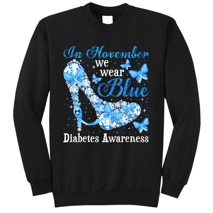 In November We Wear Blue Diabetes Awareness Cute Butterfly Tall Sweatshirt