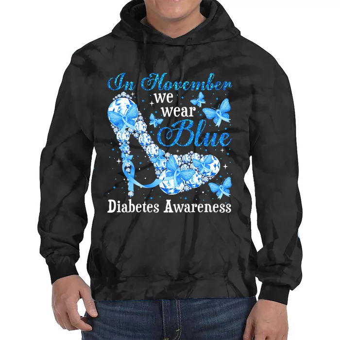 In November We Wear Blue Diabetes Awareness Cute Butterfly Tie Dye Hoodie