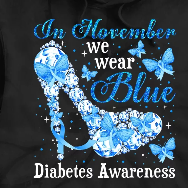 In November We Wear Blue Diabetes Awareness Cute Butterfly Tie Dye Hoodie