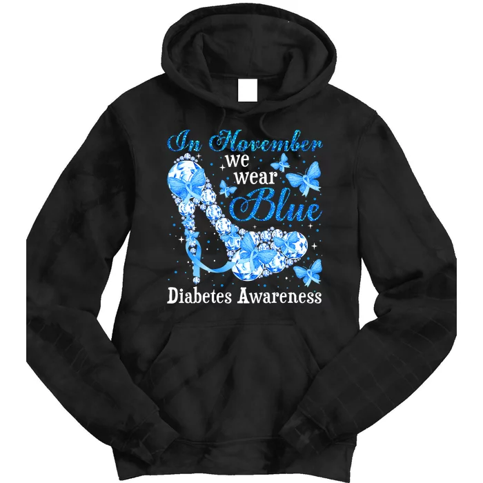 In November We Wear Blue Diabetes Awareness Cute Butterfly Tie Dye Hoodie