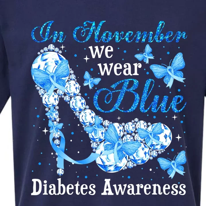 In November We Wear Blue Diabetes Awareness Cute Butterfly Sueded Cloud Jersey T-Shirt