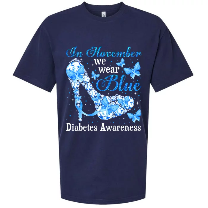 In November We Wear Blue Diabetes Awareness Cute Butterfly Sueded Cloud Jersey T-Shirt