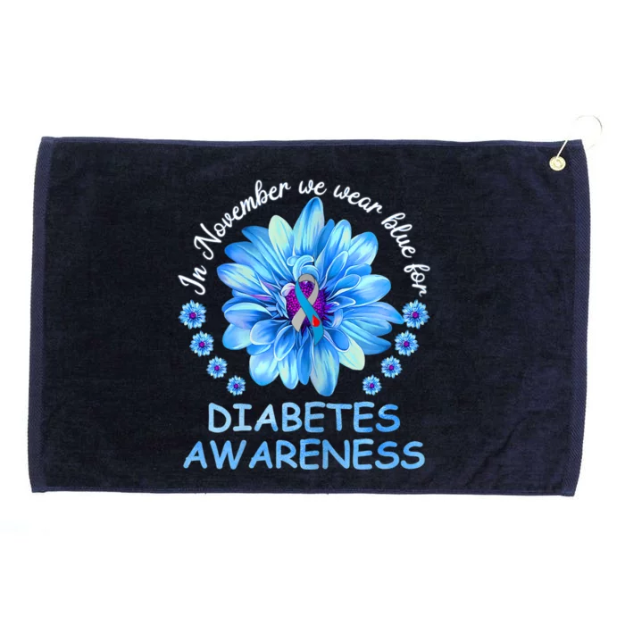 In November We Wear Blue Sunflower Diabetes Awareness Month Grommeted Golf Towel