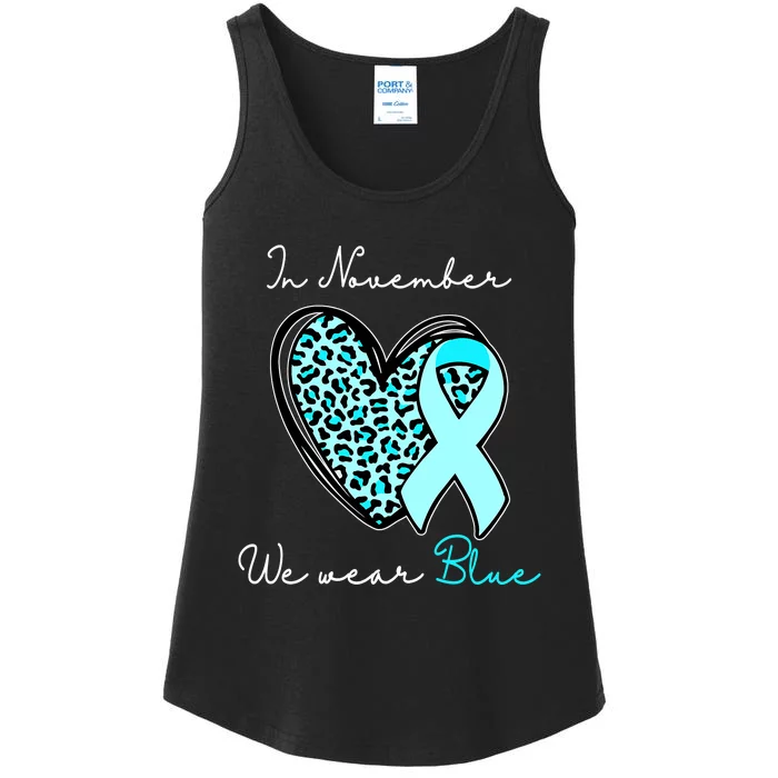 In November We Wear Blue Cure Diabetes Awareness Love Heart Ladies Essential Tank