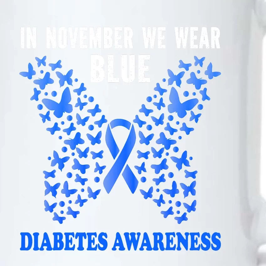 In November We Wear Blue Cure Diabetes Awareness Heart Black Color Changing Mug