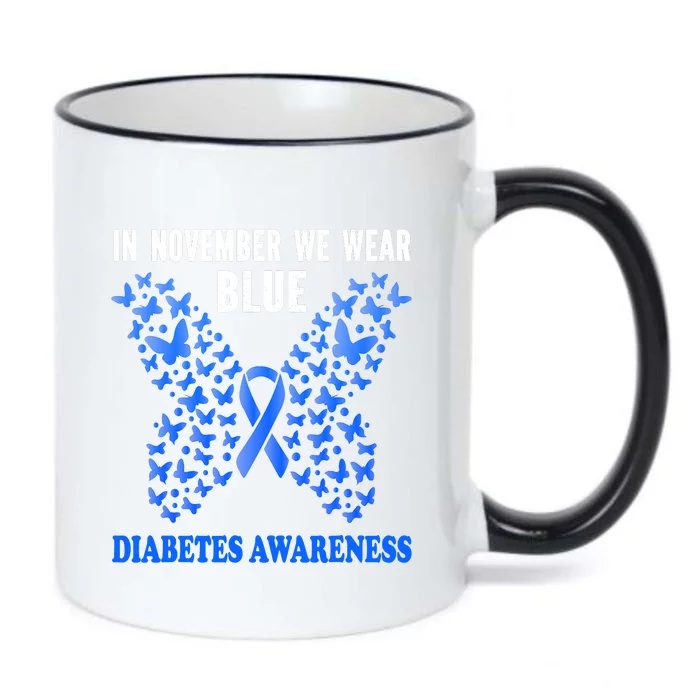 In November We Wear Blue Cure Diabetes Awareness Heart Black Color Changing Mug