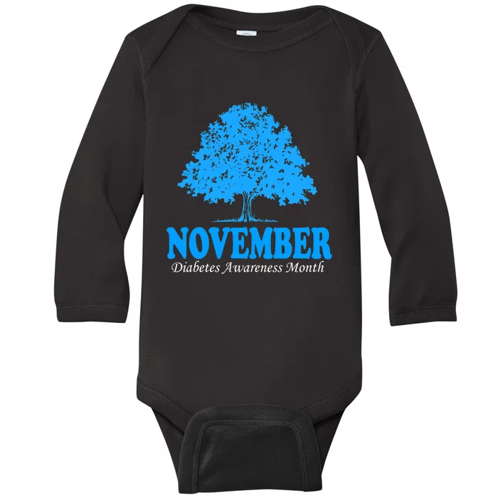 In November We Wear Blue Pumpkins Fall Diabetes Awareness Baby Long Sleeve Bodysuit