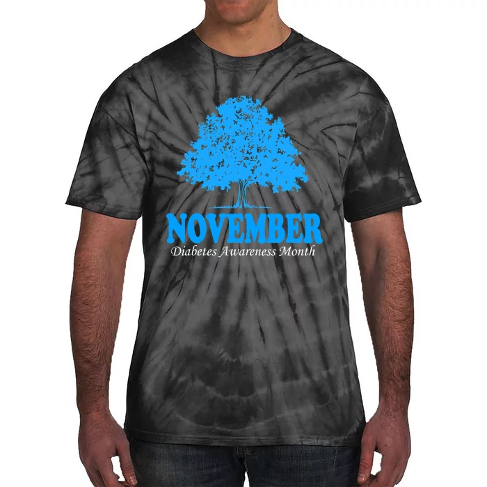 In November We Wear Blue Pumpkins Fall Diabetes Awareness Tie-Dye T-Shirt