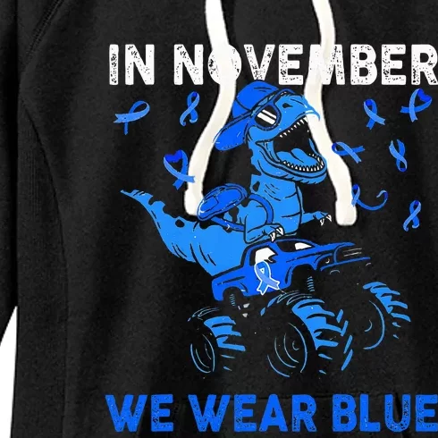 In November We Wear Blue Ribbon Diabetes Awareness Women's Fleece Hoodie