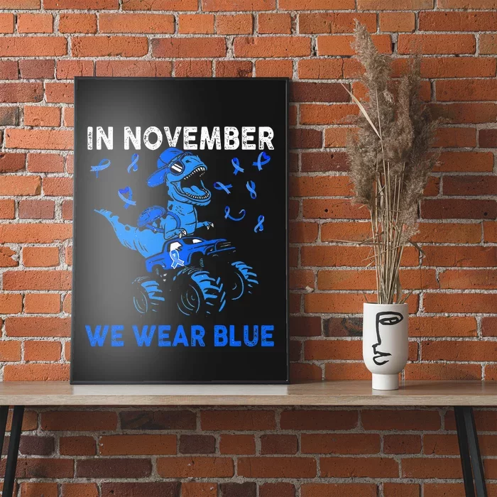 In November We Wear Blue Ribbon Diabetes Awareness Poster