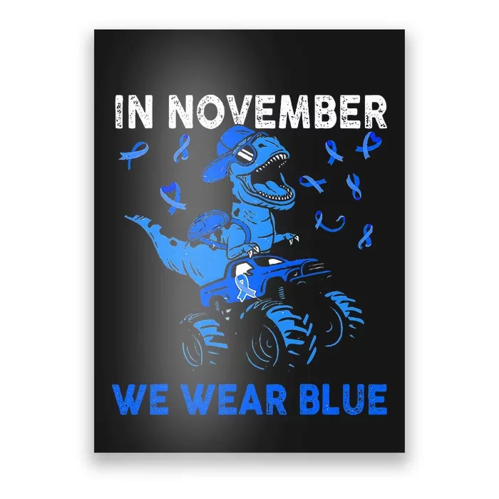 In November We Wear Blue Ribbon Diabetes Awareness Poster