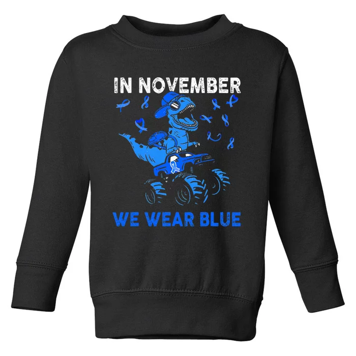 In November We Wear Blue Ribbon Diabetes Awareness Toddler Sweatshirt