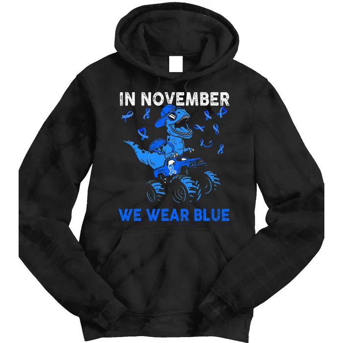 In November We Wear Blue Ribbon Diabetes Awareness Tie Dye Hoodie