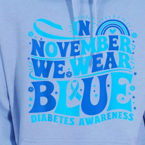 In November We Wear Ribbon Blue Diabetes Awareness Unisex Surf Hoodie