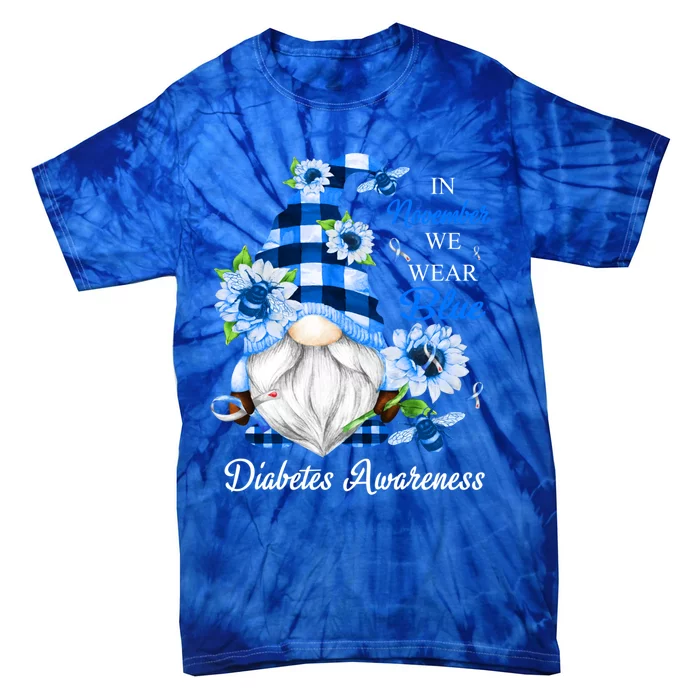 In November We Wear Blue Gnomes Diabetes Awareness Gift Tie-Dye T-Shirt