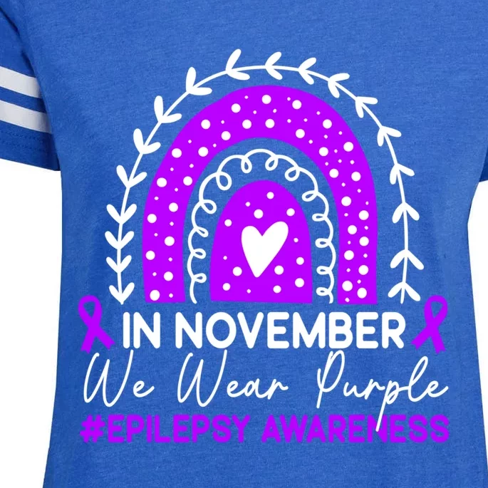 In November We Wear Purple Epilepsy Awareness Month Gift Enza Ladies Jersey Football T-Shirt