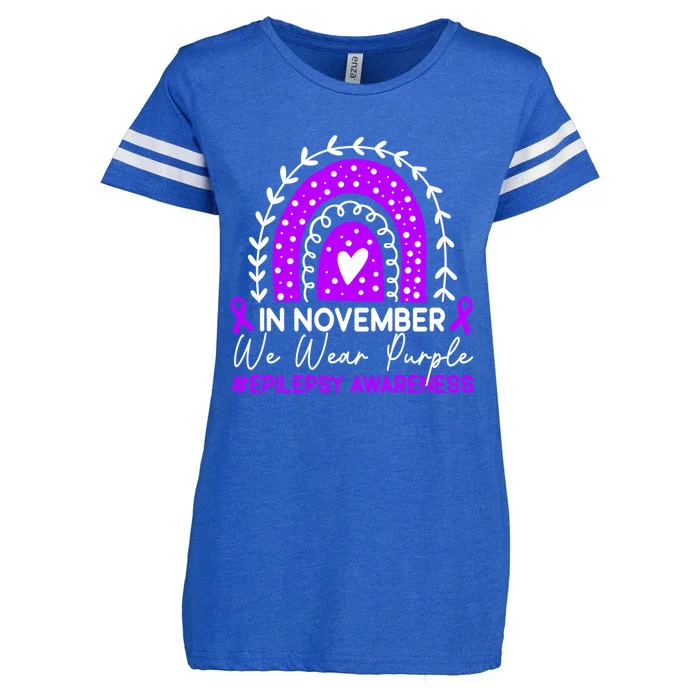 In November We Wear Purple Epilepsy Awareness Month Gift Enza Ladies Jersey Football T-Shirt