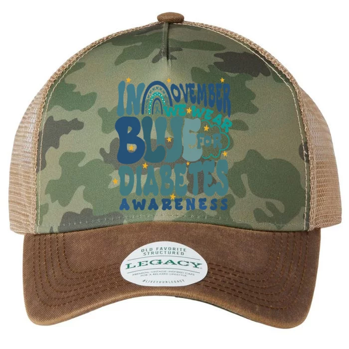 In November We Wear Blue Ribbon Type 1 Diabetes Awareness Legacy Tie Dye Trucker Hat