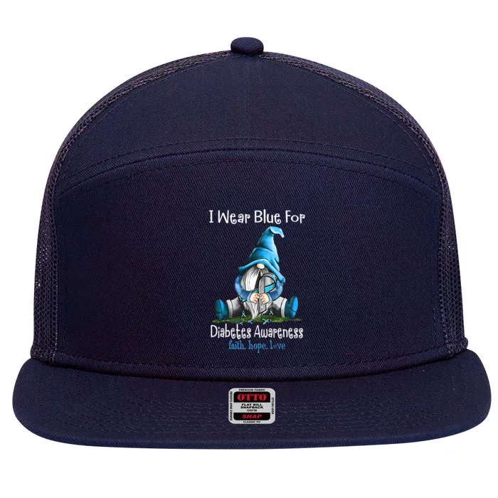 In November We Wear Blue Gnomes T1D Diabetes Awareness 7 Panel Mesh Trucker Snapback Hat