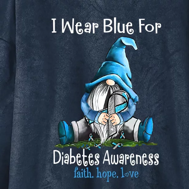 In November We Wear Blue Gnomes T1D Diabetes Awareness Hooded Wearable Blanket