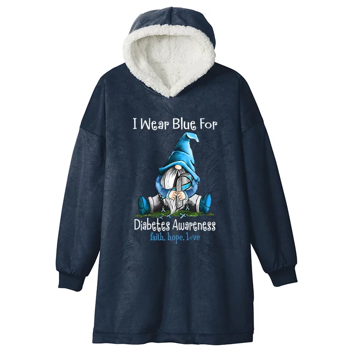 In November We Wear Blue Gnomes T1D Diabetes Awareness Hooded Wearable Blanket